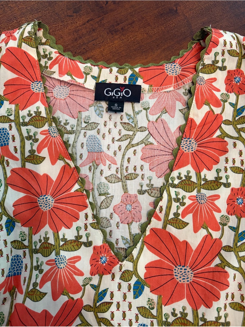 GiGio Coral Floral Mini Dress - Cream Base